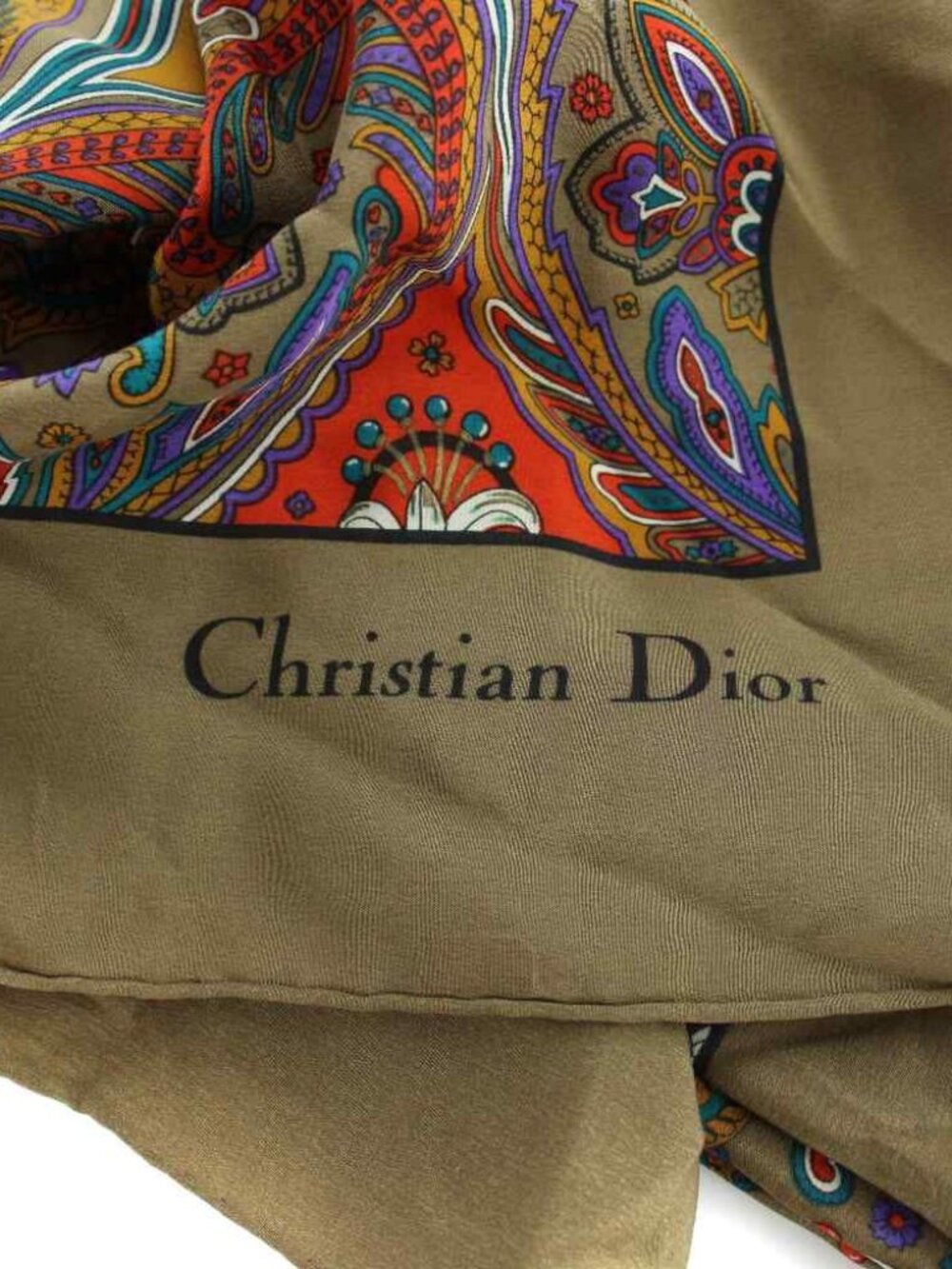 Dior Large Scarf Shawl Paisley Pattern Silk Multi - Picture 4 of 6